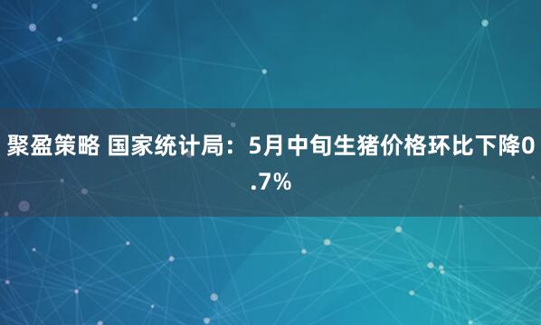 聚盈策略 国家统计局：5月中旬生猪价格环比下降0.7%